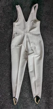 Vtg 90s Obermeyer Stirrup Ski Suit Jumpsuit Women's 10R Ivory Wool Blend Stretch