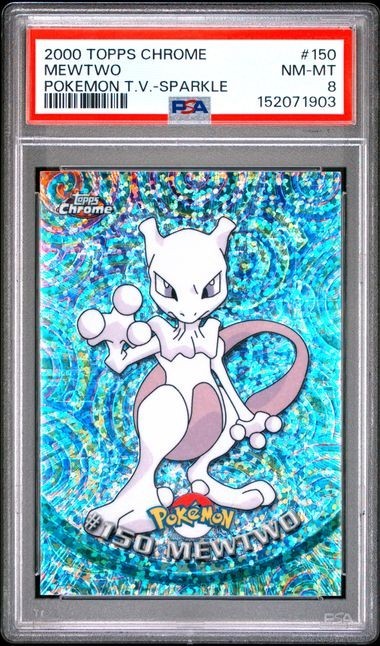2000 TOPPS POKEMON CHROME SPARKLE #150 MEWTWO PSA 8 NM-MT LOW POP 3