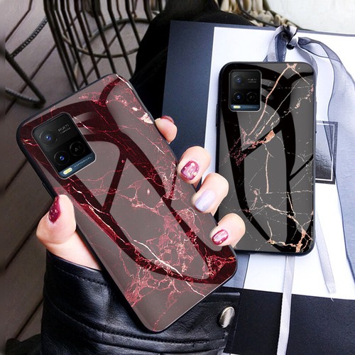 For VIVO Y17 Y12 Y20S Y33S Y21S Y11S Marble Tempered Glass Shockproof Case Cover - Picture 10 of 15