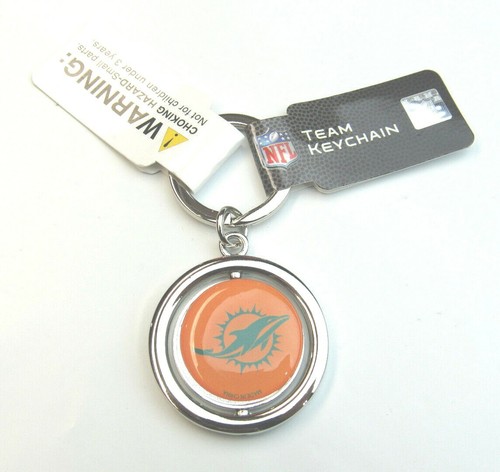 NFL Miami Dolphins Spinning Logo Key Ring Keychain Forever Collectibles - Picture 2 of 3