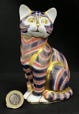 Royal Crown Derby ''Katze'' Briefbeschwerer 1. Qualität Gold Stopper (LIII(X)