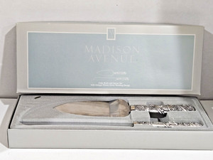 Madison Avenue~Cake Knife & Server Set~ "Antique Pewter~Silver Wedding Design"
