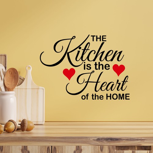Wall Art Stickers The Kitchen is the Heart Home Decals Kitchen quotes - Picture 11 of 21