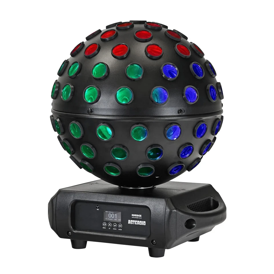 2 x Equinox Asteroid 5 x 40w RGBW LED Mirror Ball Effect Light with DMX Cable - Image 2 of 4