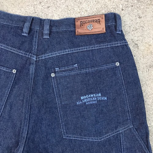 Vintage Rocawear Raw Blue Denim Baggy Carpenter Jeans Men’s 38x33 VTG 90s - Picture 8 of 9