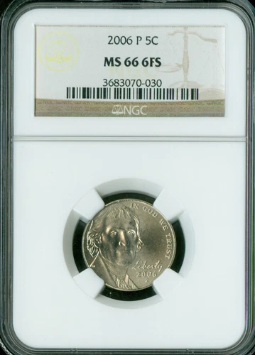 2006 P JEFFERSON NICKEL NGC MS66 6FS .
