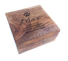 Personalised Pet Memorial Ashes Pet Urn Cremation Wooden Casket Dog Cat  3 Sizes