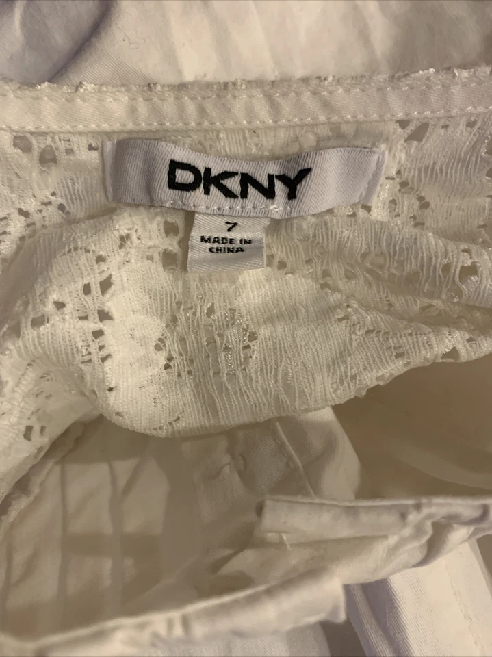 DKNY Lace Pleated Dress Girl’s White Size 7 EUC - Image 4 of 4