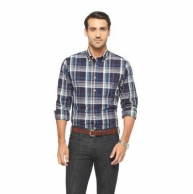 Merona Men's Dress Shirt Long Sleeve Navy, Size: Small, BRAND