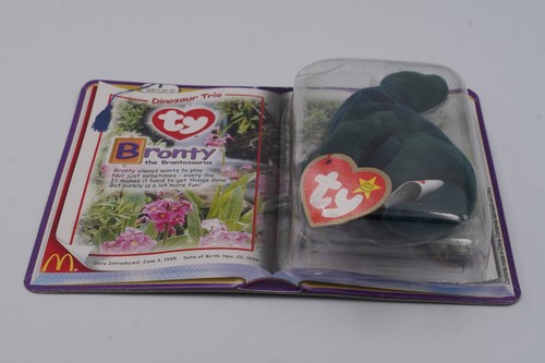 TY Teenie Beanie Babies 2000 McDonalds Dinosaur Trio Bronty The Brontosaurus #4 - Imagen 3 de 6