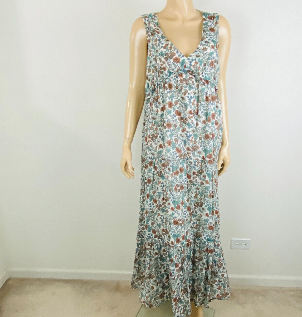 Rachel Zoe Green Floral Print Plunge Neck Women's Size M Ruffled A-Line  Dress | eBay