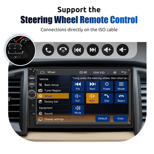 Autoradio 1DIN Con 7 Pollici IPS Schermo 7 colori MP5 FM Bluetooth FM AUX USB TF - Foto 9 di 15