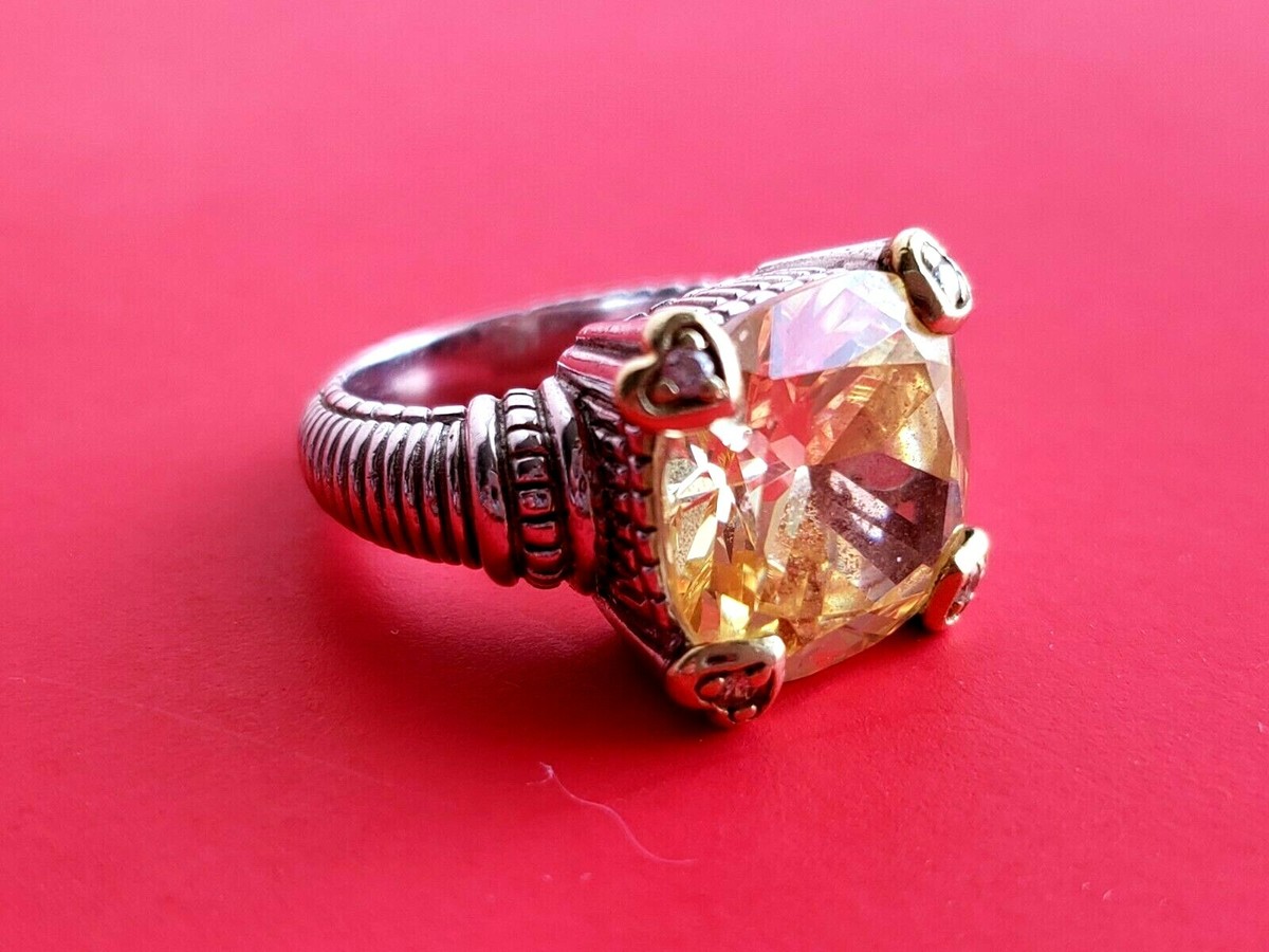 JUDITH RIPKA 925 Sterling Silver 18k Gold Diamond Citrine Gemstone