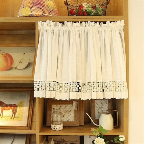 White Lace Half Curtain Embroidery Short Curtains Cafe Kitchen Window Drape Door - Picture 15 of 23