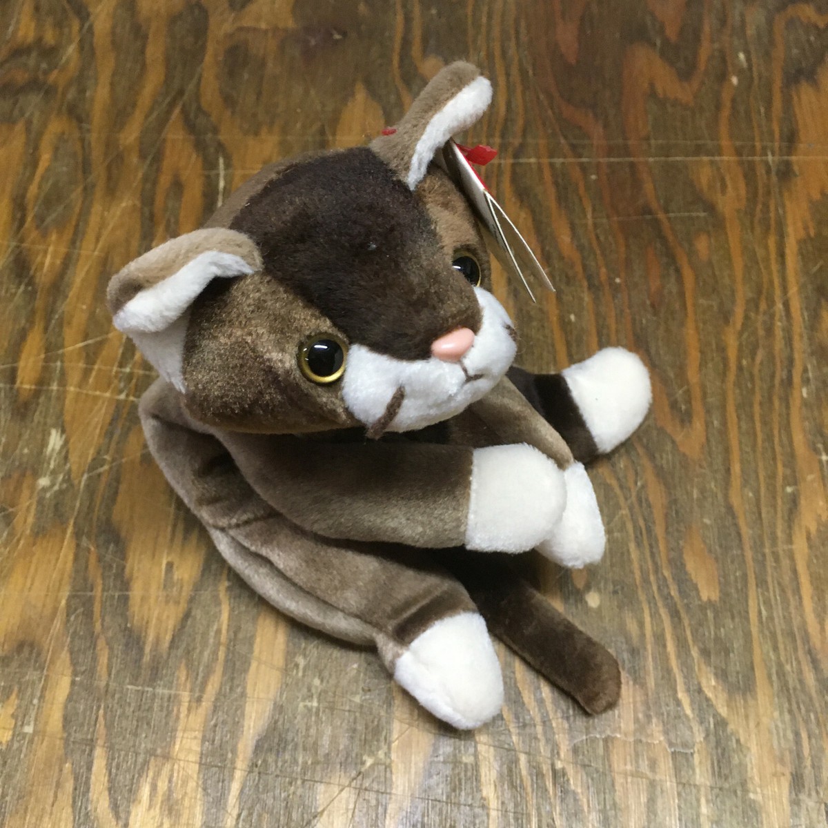 Ty 1997 pounce beanie baby brown cat with tags