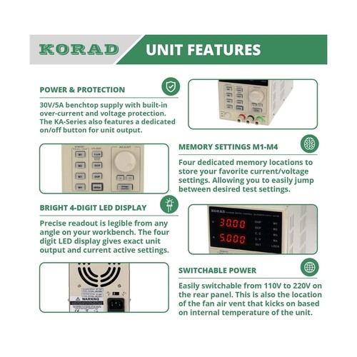 KORAD KA3005D - Precision Variable Adjustable 30V, 5A DC Linear Power Supply ... - Picture 2 of 7
