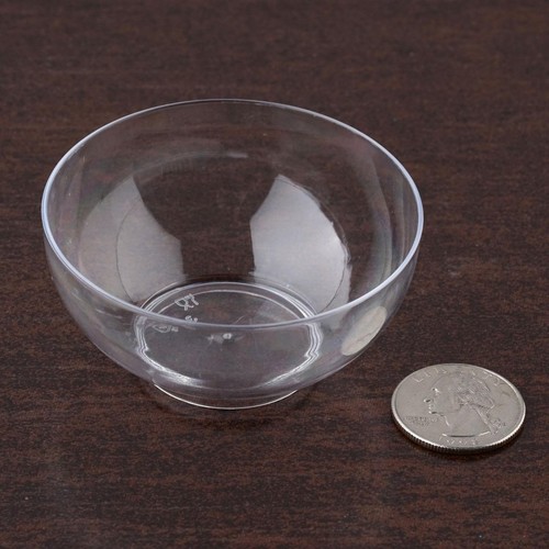 12 pcs 4 oz Plastic CLEAR Mini Round 3" BOWLS Party Wedding Catering WHOLESALE - Picture 6 of 8