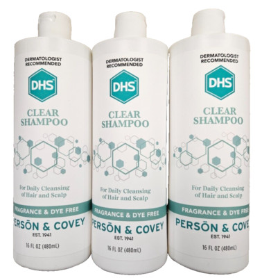 DHS CLEAR Shampoo Daily Cleaning Hair & Scalp 16oz ( 3 pack ) NEW LOOK!