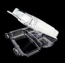 9" x 9" x 3" Clear Hinged Plastic 3-Compartment Take-Out Container REF  PXT-933
