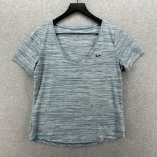 Nike T Shirt Womens Size Small Dri-Fit Blue Short Sleeve V Neck Performance