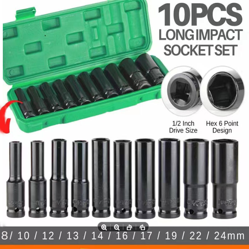 10Pcs Telescopic Extended Socket Head Set for Automotive Electric Sockets