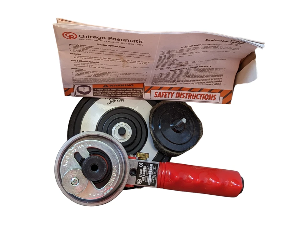 Lijadora neumática Chicago 6 pulgadas CP-870 herramienta de órbita aleatoria/rotativa con manual de caja Foto 2 de 4