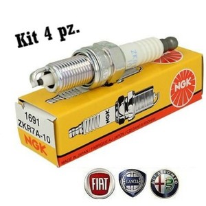 Kit 4 Candele Accensione Ngk Zkr7A-10 Alfa Romeo Fiat Ford - Foto 7