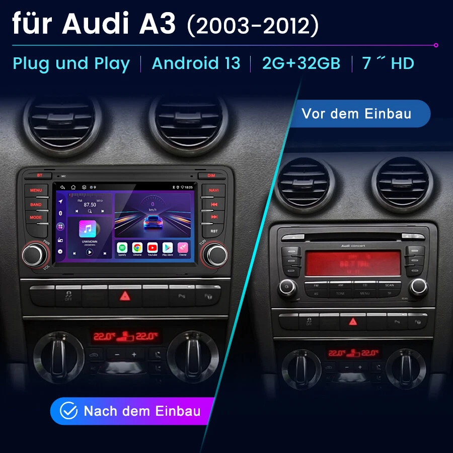 Carplay Android Autoradio für Audi A3 8p 2003-2013 Navi WiFi 32GB - Bild 2 von 4