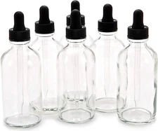 Vivaplex, 6, Clear, 4 Oz Glass Bottles, with Glass Eye Droppers