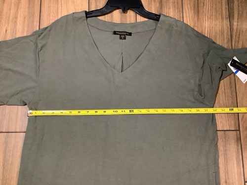 Donna Karan Modal Strick Nachtwäsche Damen Gr. XL Kurzarm Kleid Jägergrün - Bild 6 von 8