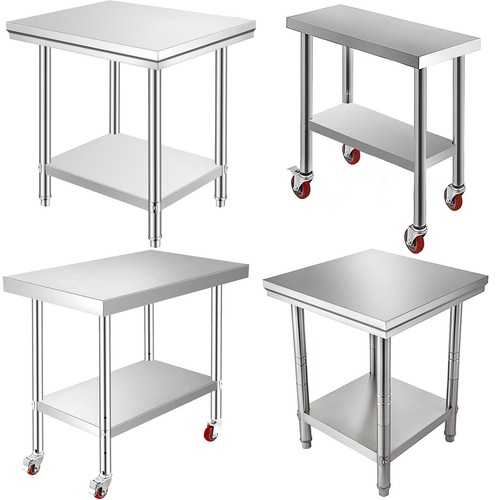 Produktbild von Edelstahl-Arbeitstisch Schwerlast Mit Unterregal & Rollen – 300 Kg Tragkraft, 60x30x85 Cm, Für Küche, Hotel & Gastro