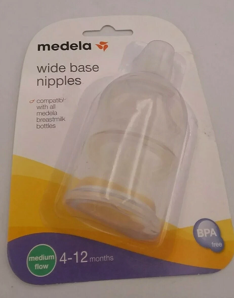 Medela Nipple Medium Flow Wide Base Baby Bottle Feeder 3 Pack NIP NEW 4-12  mnths