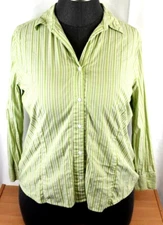 Eddie Bauer Long Sleeve Top Plus Size XXL Green Button Up Collared