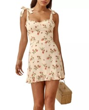 REFORMATION Christine Ruffle Mini Dress Florence Floral Print Size 4 $218 NEW