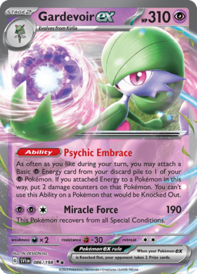 Pokémon TCG Gardevoir ex 086/198 Ultra Rare Scarlet & Violet Base Set NM/M