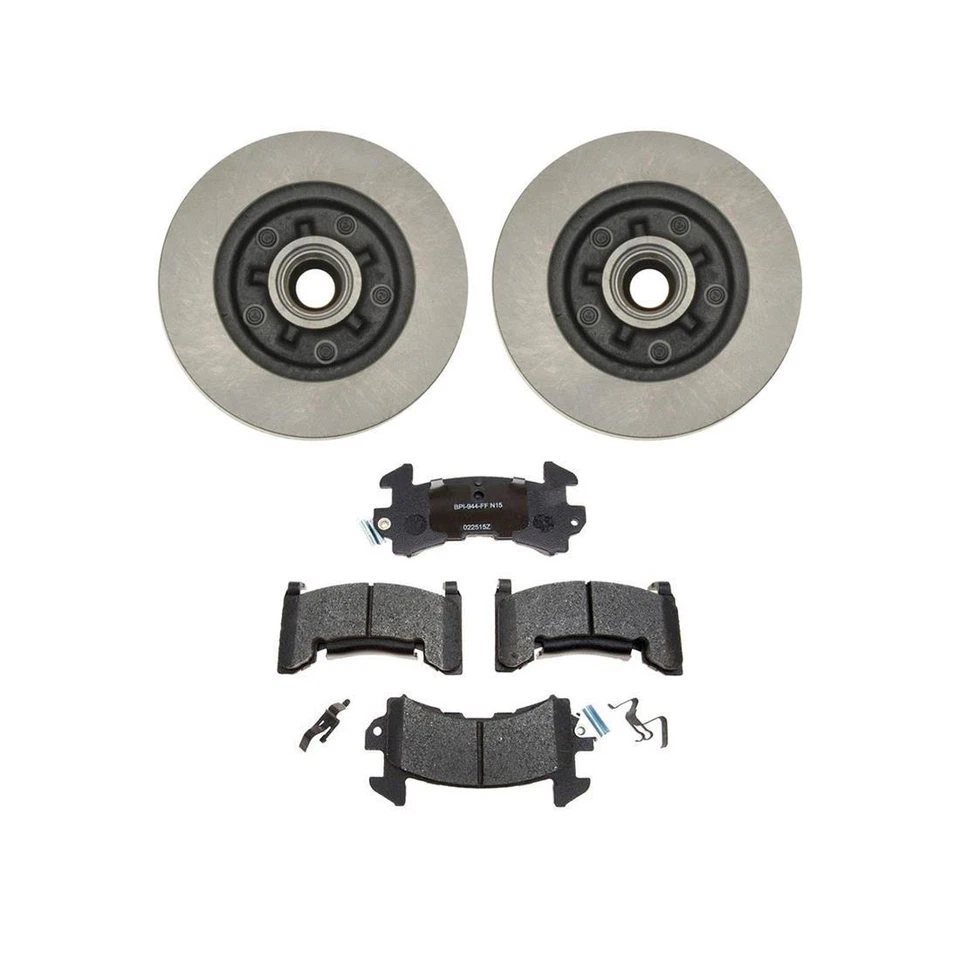 Kit de buje de rotor de freno delantero y pastillas de freno metálicas para Oldsmobile Cutlass Supreme Foto 2 de 4