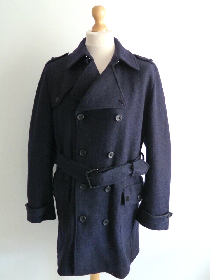 Thomas Burberry Mens Wool Winter Double Breasted Pea Coat Jacket Size M Pristine - Image 2 of 4