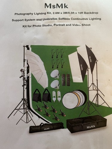 Photography Lighting Kit - 8.5x10Ft Backdrop Support System with LED Softbox Set