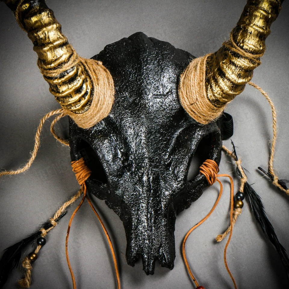 Antelope Devil Animal Skull with Impala Horns Halloween Masquerade Mask Headgear - Image 2 of 4