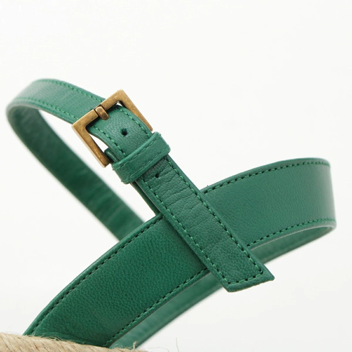 GUCCI Leather GG Marmont Pearl Wedge Sole Sandals Green 35 1/2 thumbnail 15