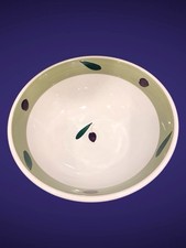 MAXAM ITALIAN HAND PAINTED OLIVE & LEAF PATTERN SERVING BOWL 10", VTG, EUC