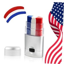 Red White and Blue Face Body Paint Stick for Sports 1 Pcs - Silver Housing