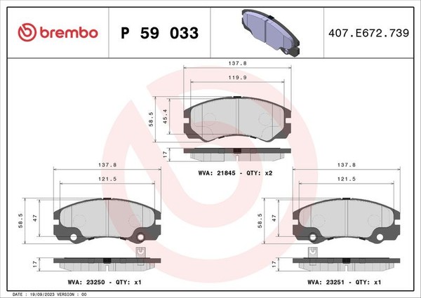 Brembo Bremsbelagsatz, Scheibenbremse P 59 033 FüR Opel-image