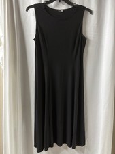 Chaps Black Sleeveless Fit and Flare Midi Dress Size 14 Princess Seams Stretch