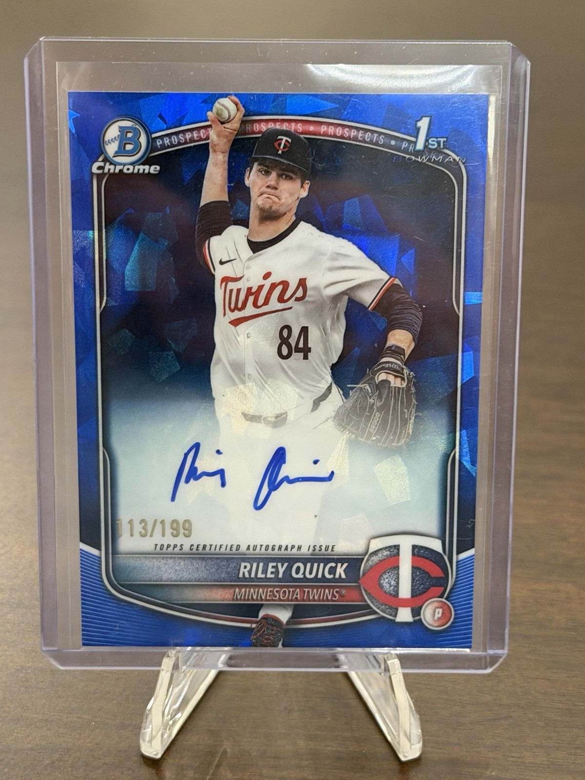 2025 Bowman Draft Sapphire Riley Quick Chrome Auto 1st Prospect #/199 Twins