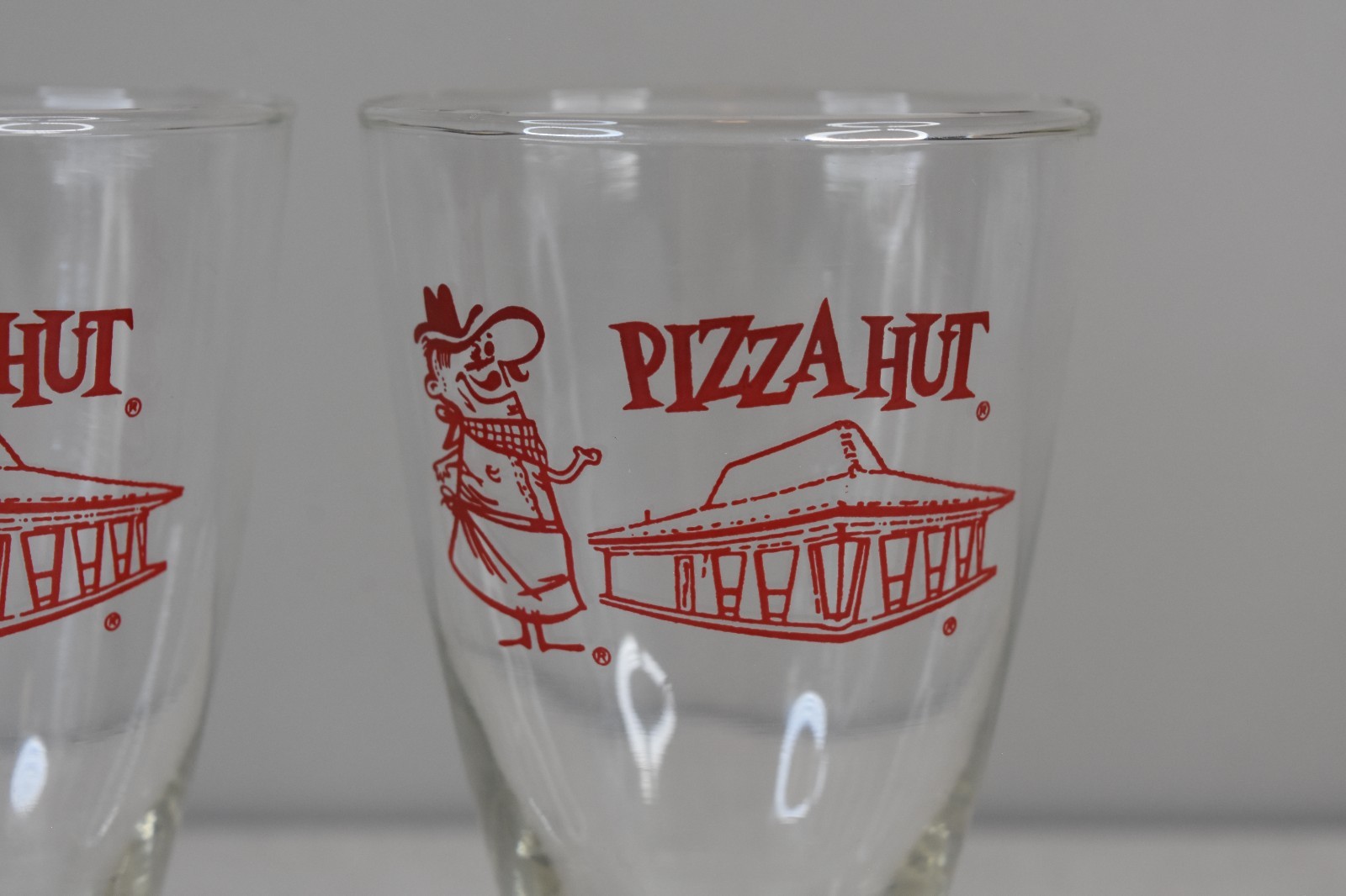 Vintage NOS 1970s Pizza Hut Libbey 12oz Drinking Glasses 5 7/8" Tall Lot of 2