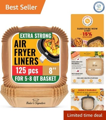 Versatile 8'' Square Air Fryer Disposable Liners - 125 Pcs for Mess-Free Cooking