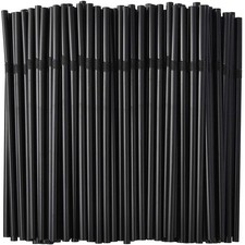 Alink 500-Pack Black Flexible Drinking Straws Plastic Disposable Bendy Straws -