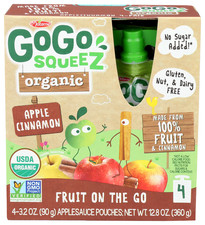 GoGo Squeez Applesauce Cinnamon 4-Pack Organic 12.8 oz Pack of 12 