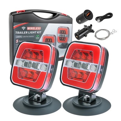 1 Pair Wireless Magnetic Trailer Lights Rechargeable LED TailLight Kit